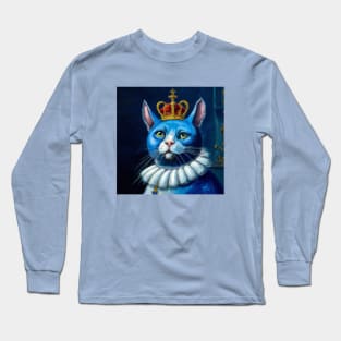 Renaissance Painting of a Royal Blue Cat Long Sleeve T-Shirt